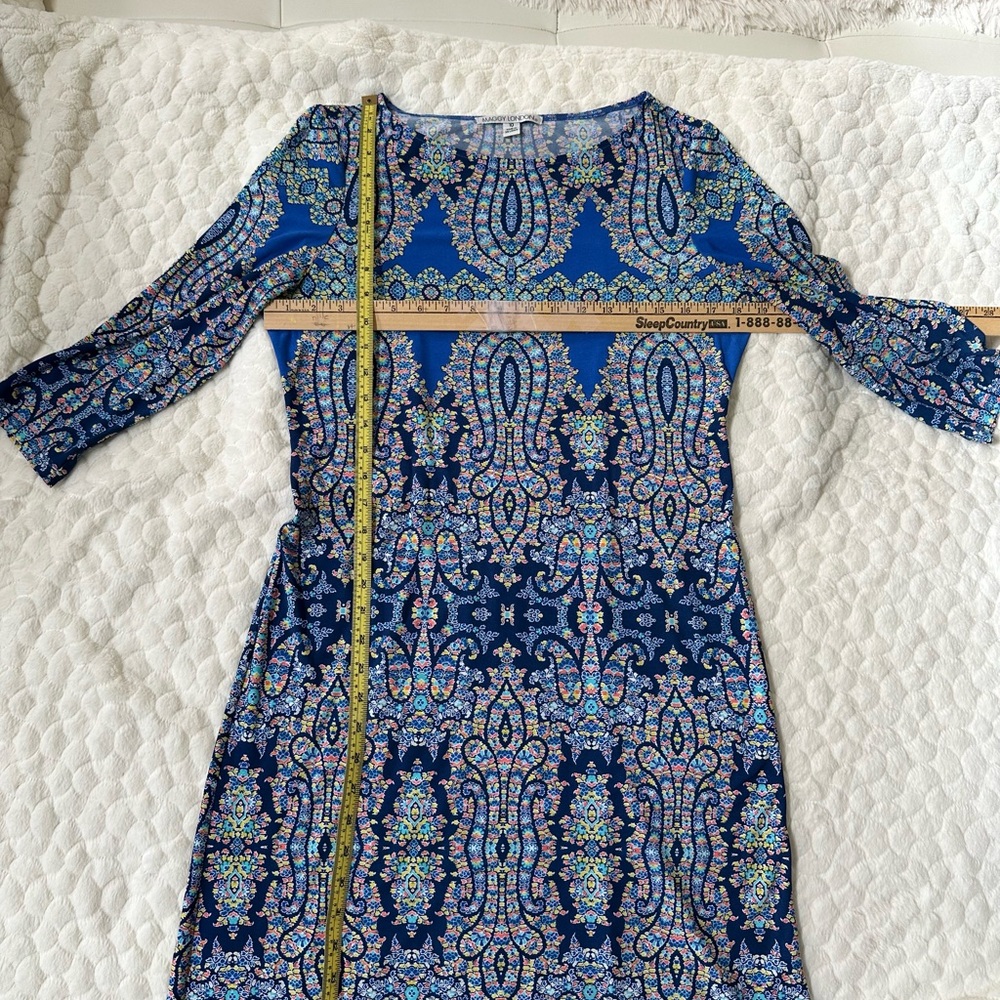 Elegant Blue Patterned Women's Dress